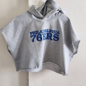 New Era Gray Hoodie with Blue Philadelphia 76ers Logo